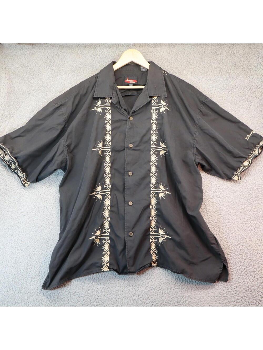 Johnny Blaze XXL Hawaiian Floral Girl Shirt Black AOP Embroi